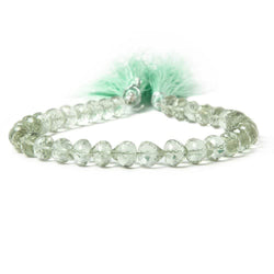 7x6mm Prasiolite center drill faceted 'Candy Kiss' 7.5 inch 33 Beads AAA (ONLINE ORDER ONLY)