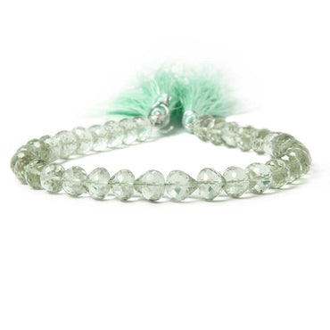 7x6mm Prasiolite center drill faceted 'Candy Kiss' 7.5 inch 33 Beads AAA (ONLINE ORDER ONLY)