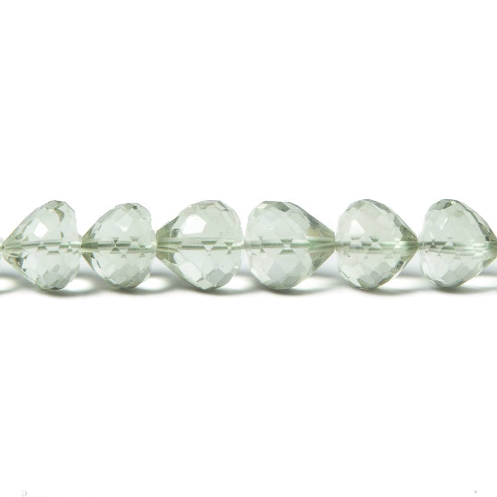 7x6mm Prasiolite center drill faceted 'Candy Kiss' 7.5 inch 33 Beads AAA (ONLINE ORDER ONLY)
