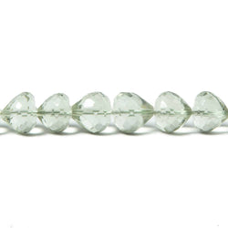 7x6mm Prasiolite center drill faceted 'Candy Kiss' 7.5 inch 33 Beads AAA (ONLINE ORDER ONLY)