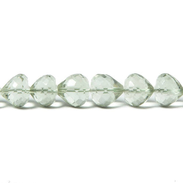7x6mm Prasiolite center drill faceted 'Candy Kiss' 7.5 inch 33 Beads AAA (ONLINE ORDER ONLY)