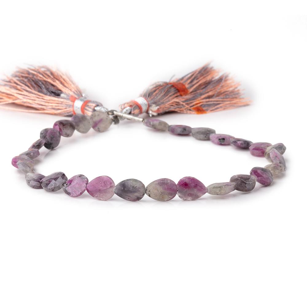 7x6mm Ruby in Marble Matrix Straight Drill Faceted Pear Beads 8 inch 26 pieces (ONLINE ORDER ONLY)