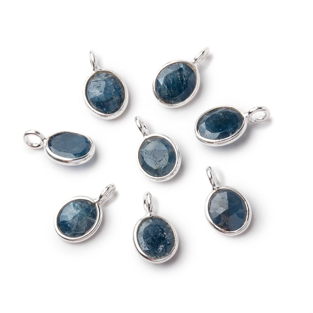 7x6mm Sterling Silver Bezel Blue Sapphire Rose Cut Oval 1 Pendant (ONLINE ORDER ONLY)