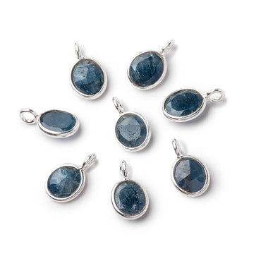 7x6mm Sterling Silver Bezel Blue Sapphire Rose Cut Oval 1 Pendant (ONLINE ORDER ONLY)