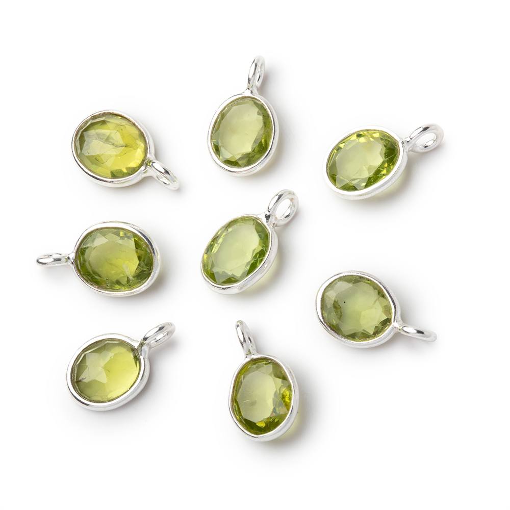 7x6mm Sterling Silver Bezel Peridot Rose Cut Oval Pendant 1 piece (ONLINE ORDER ONLY)