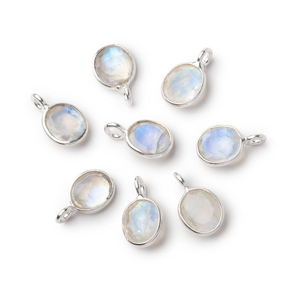 7x6mm Sterling Silver Bezel Rainbow Moonstone Rose Cut Oval 1 Pendant (ONLINE ORDER ONLY)