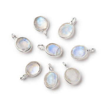 7x6mm Sterling Silver Bezel Rainbow Moonstone Rose Cut Oval 1 Pendant (ONLINE ORDER ONLY)