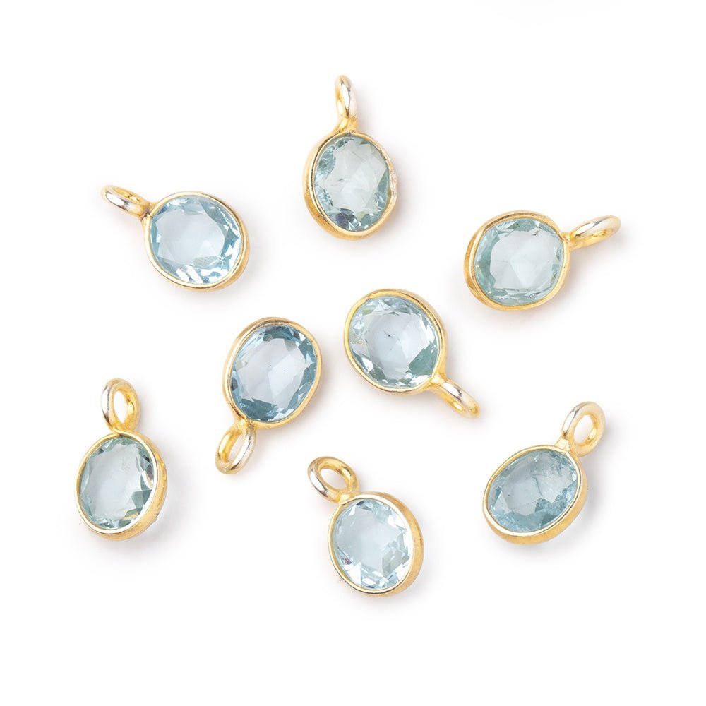 7x6mm Vermeil Bezel Blue Topaz Rose Cut Oval Pendant 1 piece (ONLINE ORDER ONLY)