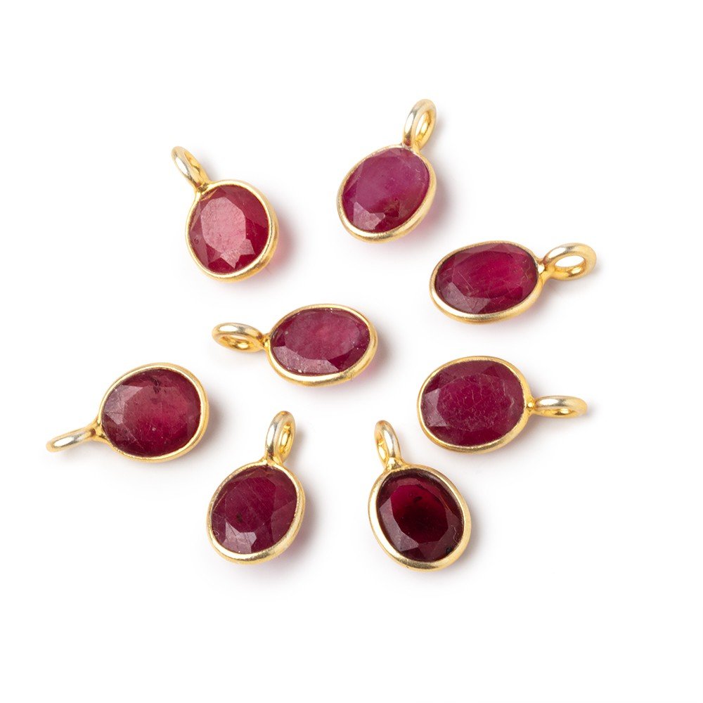 7x6mm Vermeil Bezel Dark Ruby Rose Cut Oval Pendant 1 piece (ONLINE ORDER ONLY)