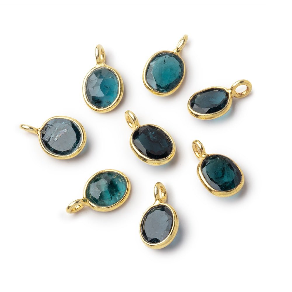 7x6mm Vermeil Bezel Indicolite Blue Tourmaline Rose Cut Oval 1 Pendant (ONLINE ORDER ONLY)