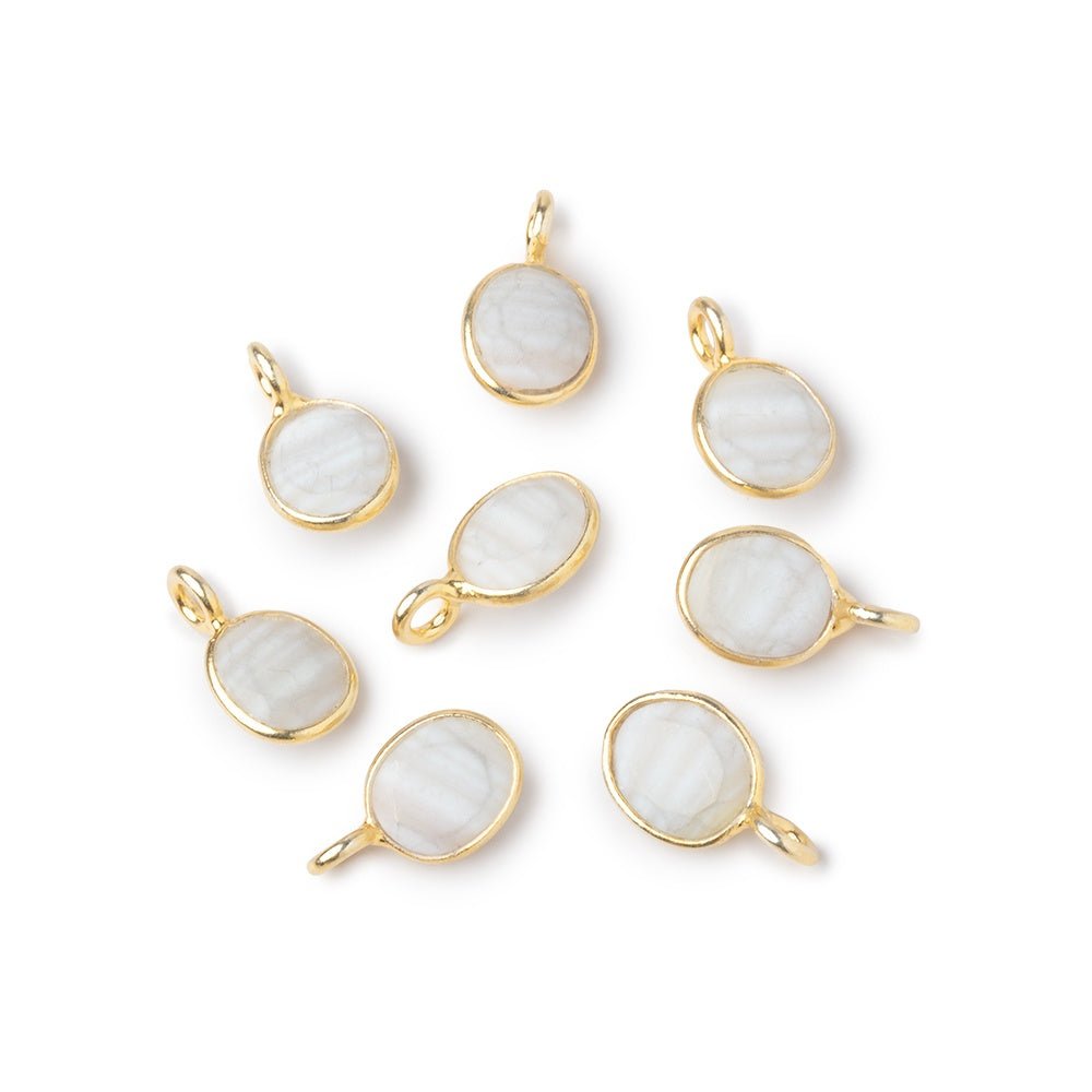 7x6mm Vermeil Bezel Mother of Pearl Rose Cut Oval Pendant 1 piece (ONLINE ORDER ONLY)