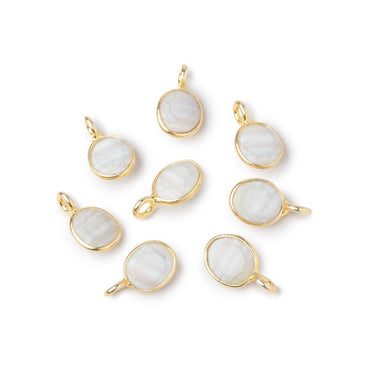 7x6mm Vermeil Bezel Mother of Pearl Rose Cut Oval Pendant 1 piece (ONLINE ORDER ONLY)