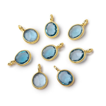 7x6mm Vermeil Bezel Swiss Blue Topaz Rose Cut Oval Pendant 1 piece (ONLINE ORDER ONLY)