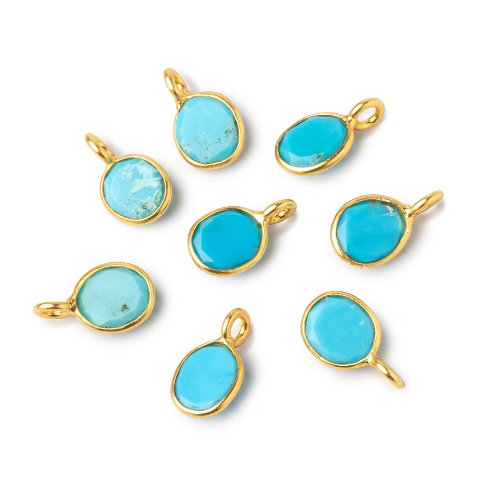 7x6mm Vermeil Bezel Turquoise Rose Cut Oval Pendant 1 piece (ONLINE ORDER ONLY)