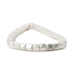 6mm Silver Plated Brushed Cube Beads 8 inch 30 pieces (ONLINE ORDER ONLY)