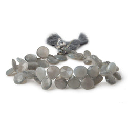 7x7-10x10mm Platinum Grey Moonstone faceted heart briolette 8 inch 50 Beads (ONLINE ORDER ONLY)