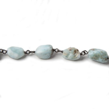 7x7-10x7mm Larimar faceted nugget Oxidized .925 Silver Chain by the foot 23 pcs (ONLINE ORDER ONLY)