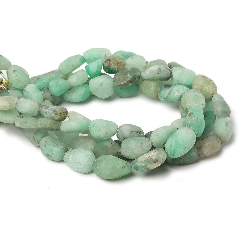 7x7-11x9mm Matte Colombian Emerald plain nugget beads 7.5 inch 17 pieces (ONLINE ORDER ONLY)