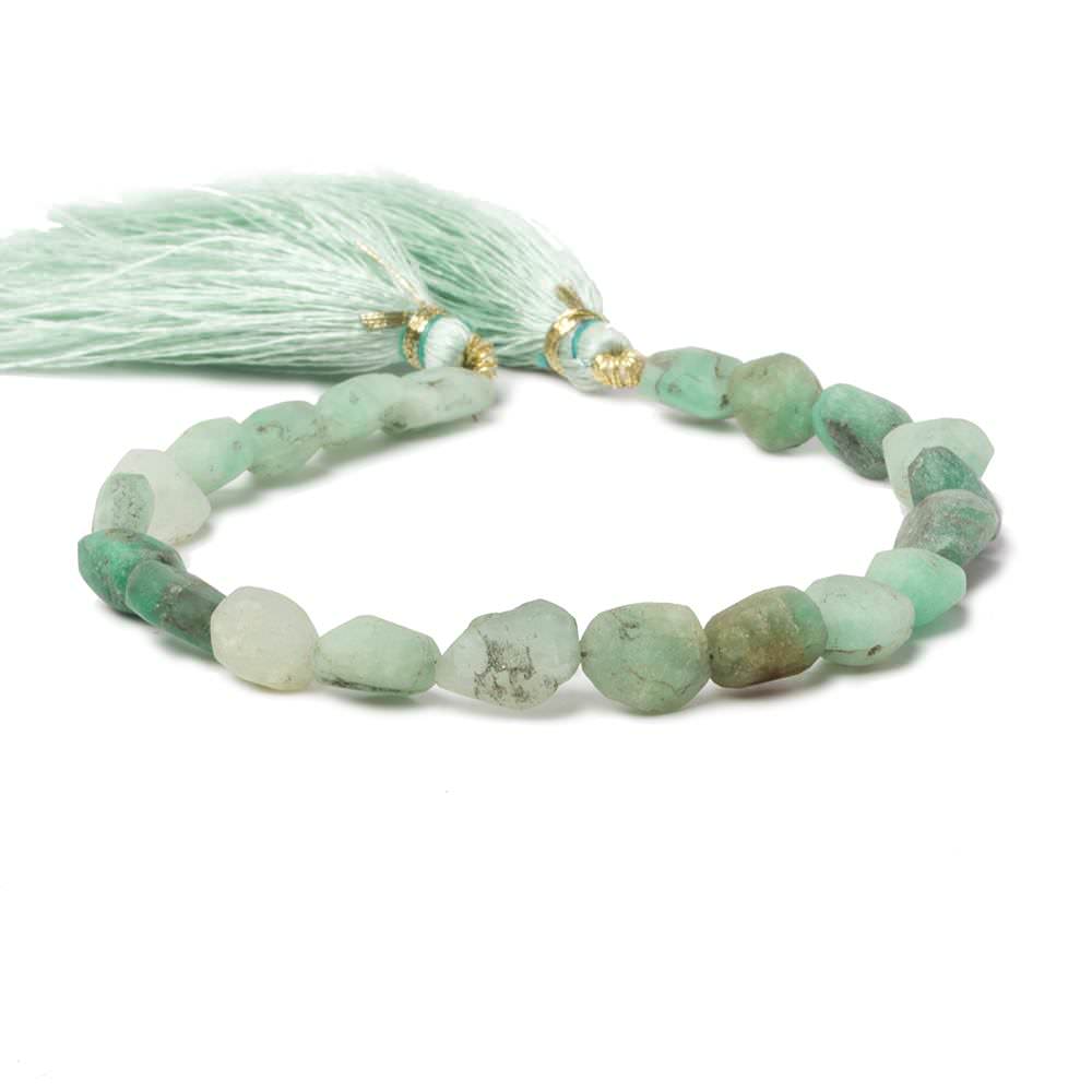 7x7-11x9mm Matte Colombian Emerald plain nugget beads 7.5 inch 17 pieces (ONLINE ORDER ONLY)