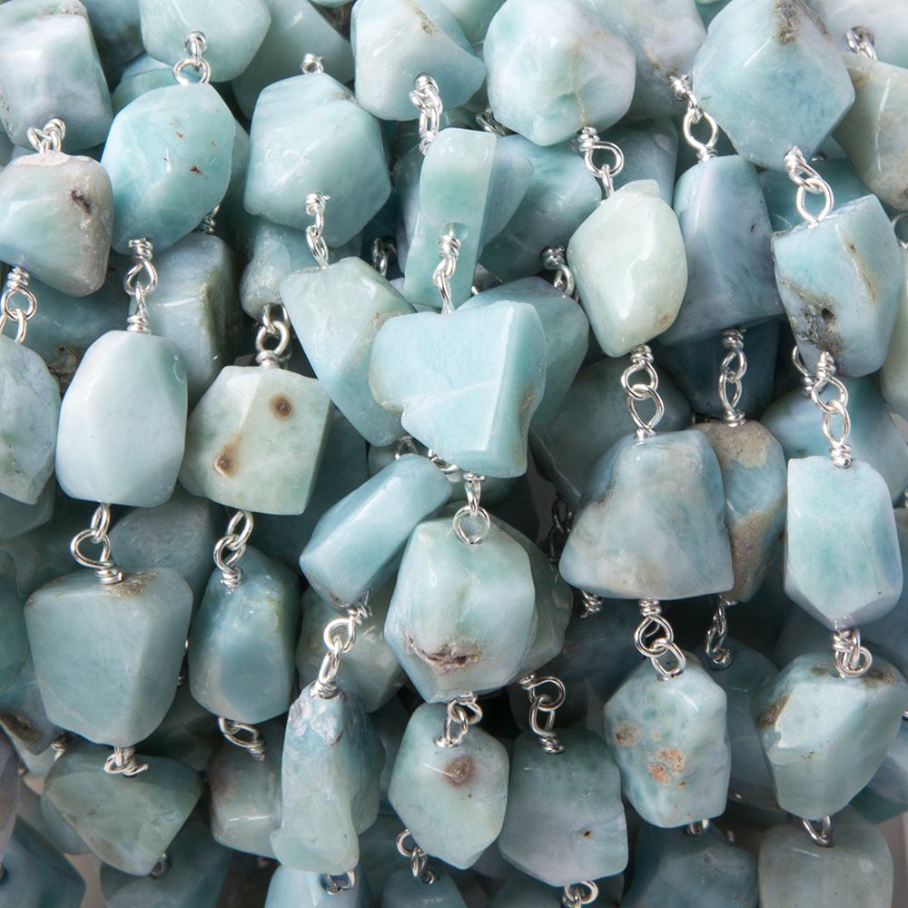 7x7-12x8mm Larimar faceted nugget .925 Silver Chain by the foot (ONLINE ORDER ONLY)