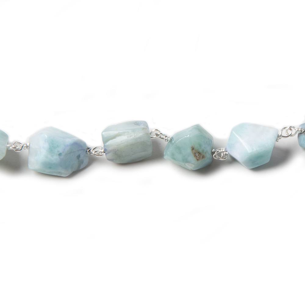 7x7-12x8mm Larimar faceted nugget .925 Silver Chain by the foot (ONLINE ORDER ONLY)