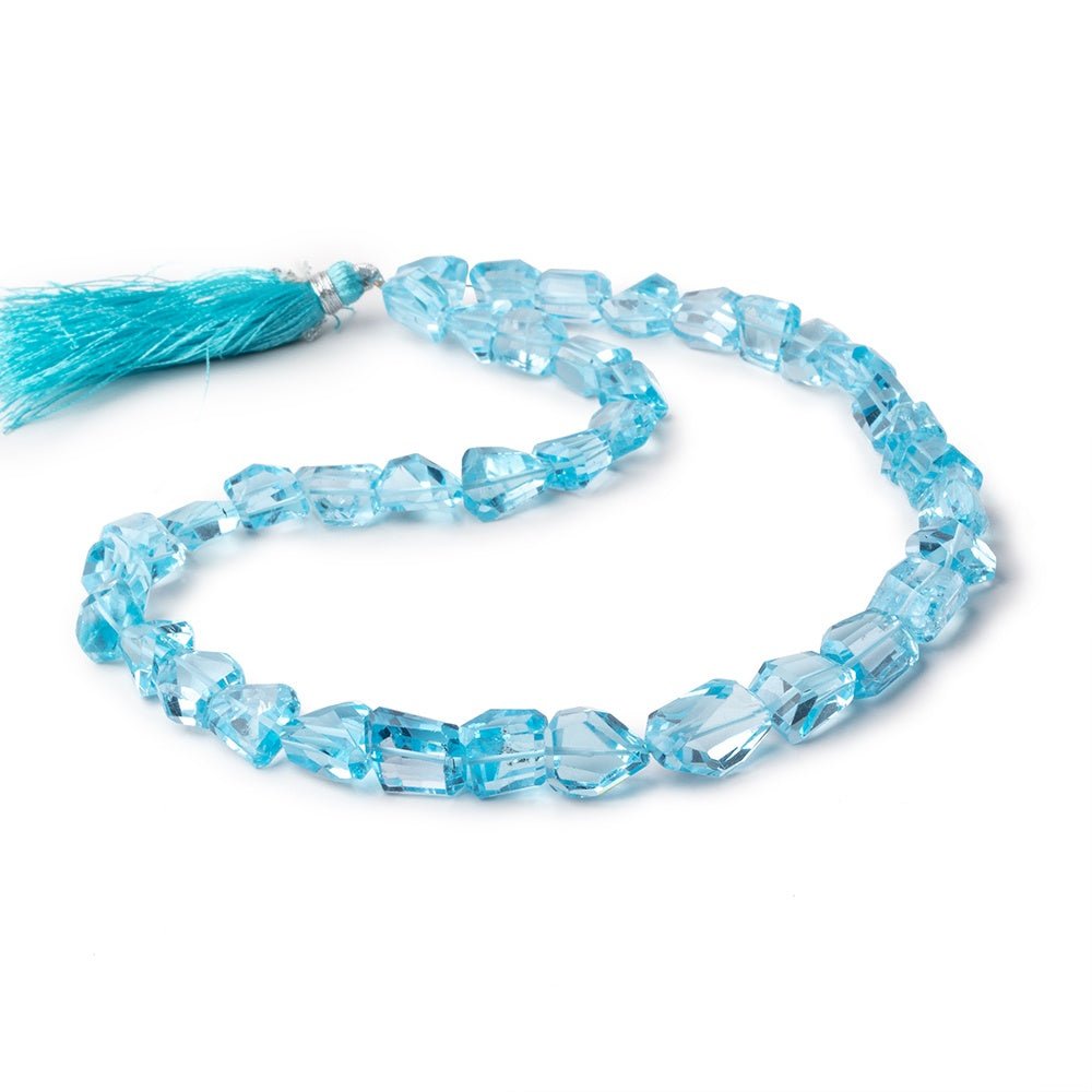 7x7-12x9mm Swiss Blue Topaz Faceted Nugget Beads 16 inch 38 pieces AA (ONLINE ORDER ONLY)