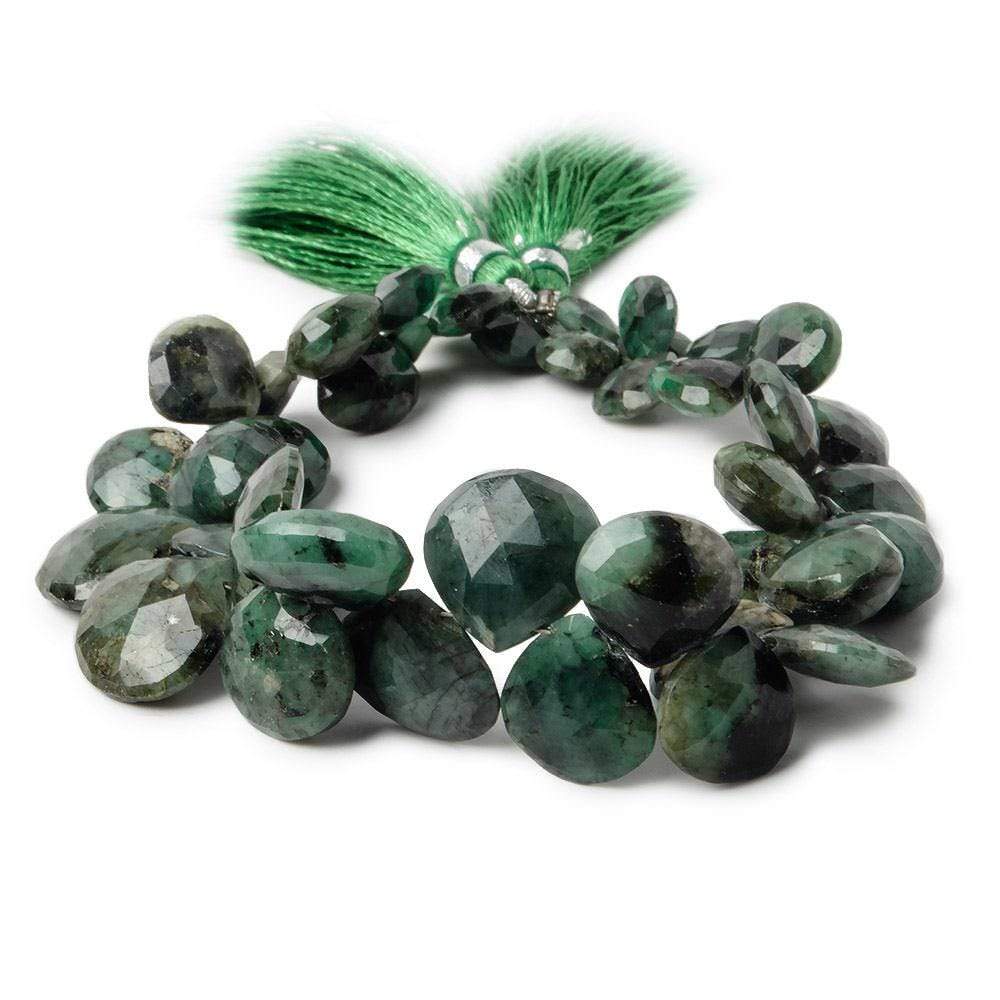 7x7-13x11mm Emerald Heart Briolette 7 inch 39 pieces (ONLINE ORDER ONLY)