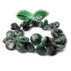 7x7-13x11mm Emerald Heart Briolette 7 inch 39 pieces (ONLINE ORDER ONLY)