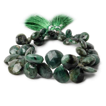 7x7-13x11mm Emerald Heart Briolette 7 inch 39 pieces (ONLINE ORDER ONLY)