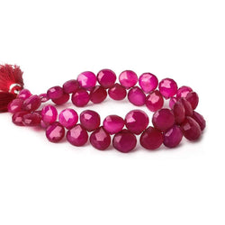 7x7-13x13mm Dark Lipstick Pink Chalcedony Faceted Hearts 8 inch 41 Beads (ONLINE ORDER ONLY)