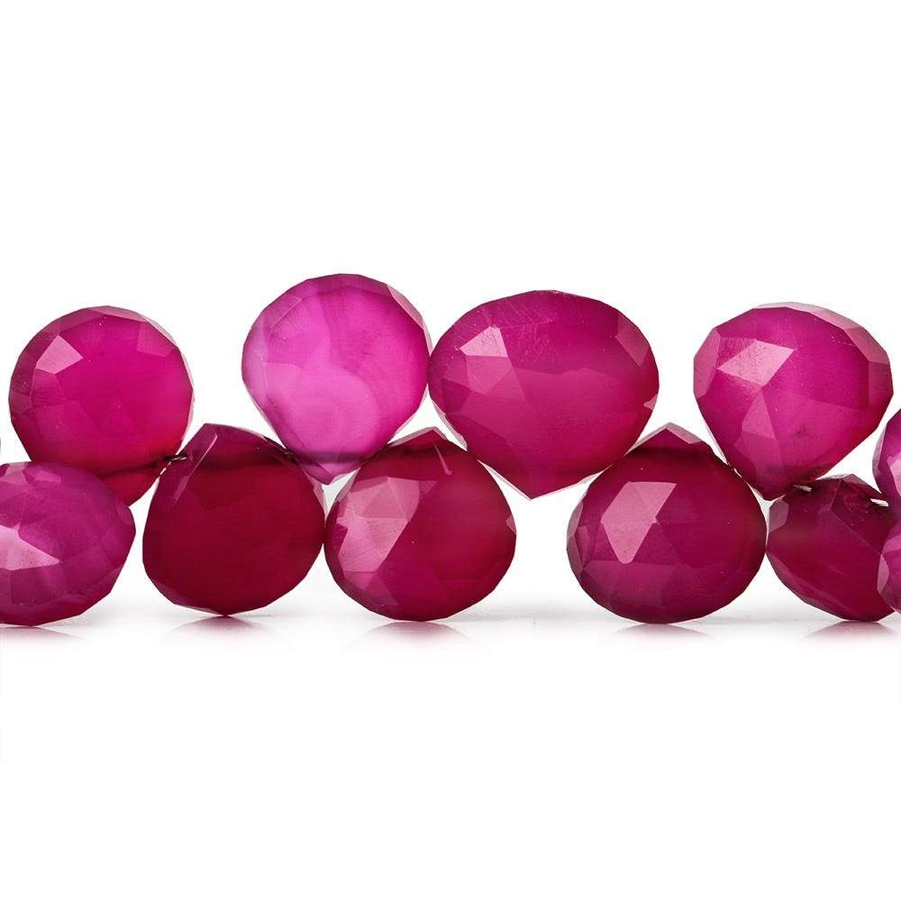 7x7-13x13mm Dark Lipstick Pink Chalcedony Faceted Hearts 8 inch 41 Beads (ONLINE ORDER ONLY)