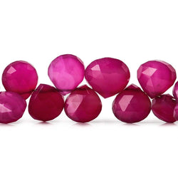 7x7-13x13mm Dark Lipstick Pink Chalcedony Faceted Hearts 8 inch 41 Beads (ONLINE ORDER ONLY)