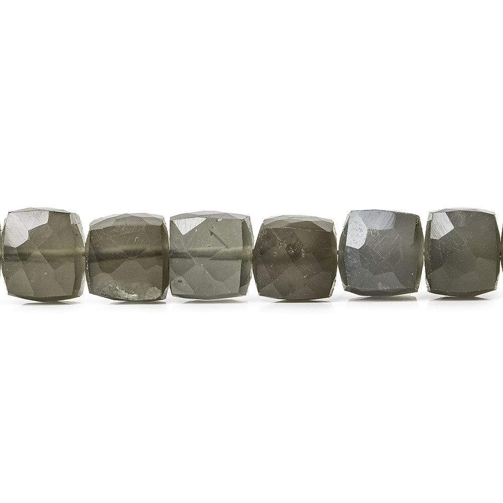 7mm Platinum Grey Moonstone faceted cubes 8 inch 27 beads AA (ONLINE ORDER ONLY)