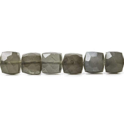 7mm Platinum Grey Moonstone faceted cubes 8 inch 27 beads AA (ONLINE ORDER ONLY)
