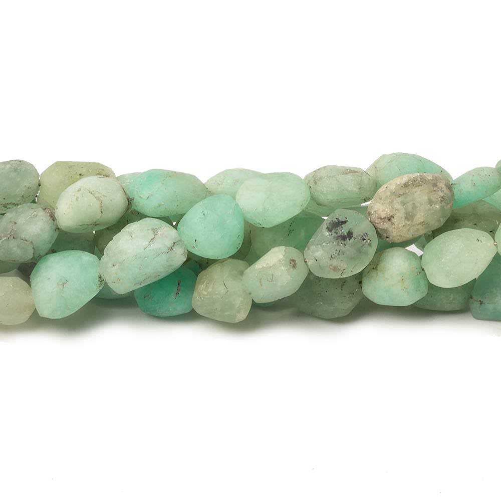 7x7-8x6mm Matte Colombian Emerald plain nugget beads 7.5 inch 22 pieces (ONLINE ORDER ONLY)