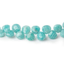 7x7-8x8mm Amazonite Faceted Heart Beads 8 inch 44 beads (ONLINE ORDER ONLY)