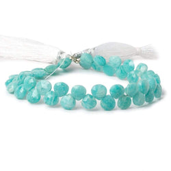 7x7-8x8mm Amazonite Faceted Heart Beads 8 inch 44 beads (ONLINE ORDER ONLY)