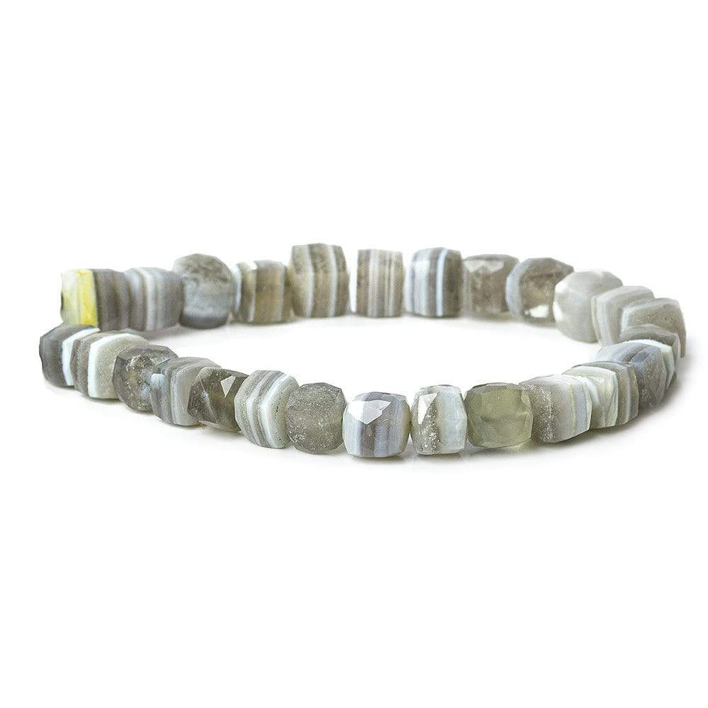 7x7-8x8mm Banded Agate faceted cubes 8 inch 26 beads A (ONLINE ORDER ONLY)