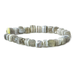 7x7-8x8mm Banded Agate faceted cubes 8 inch 26 beads A (ONLINE ORDER ONLY)