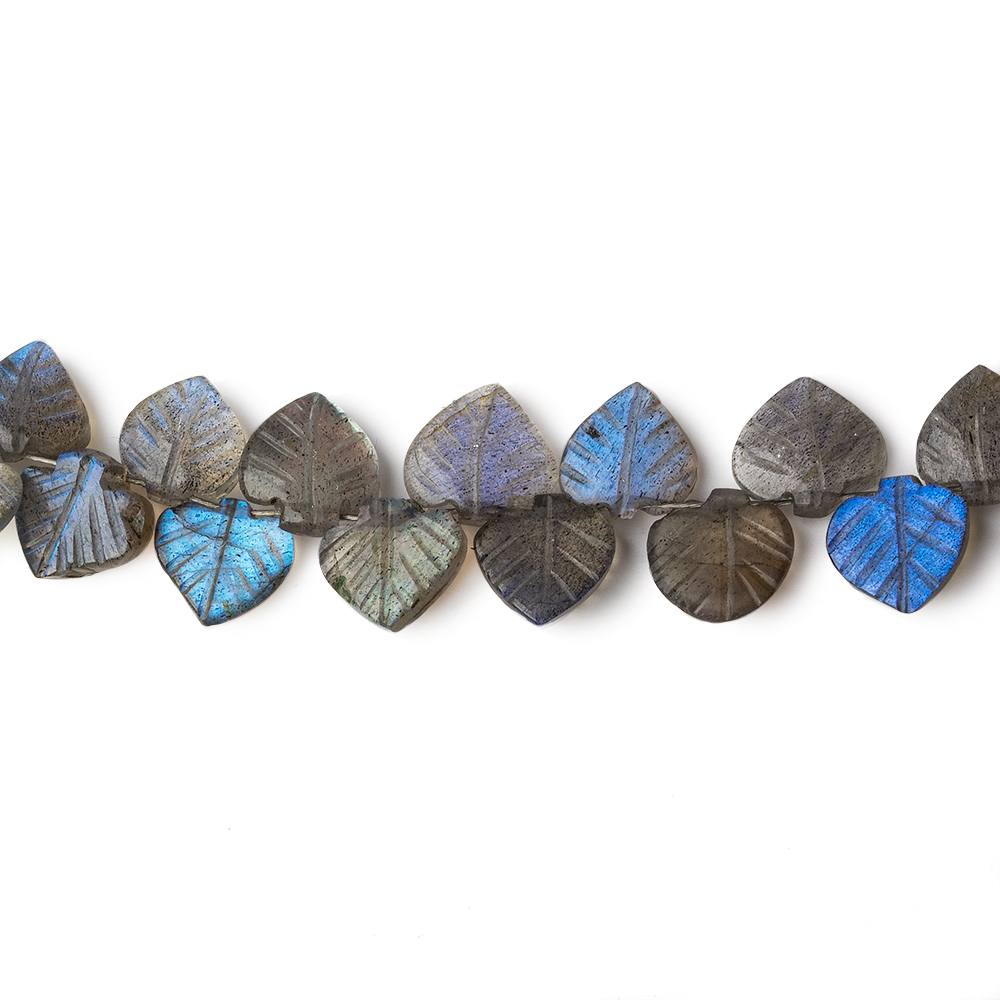 7x7-8x8mm Labradorite hand carved leaf beads 7 inch 41 pieces AAA (ONLINE ORDER ONLY)