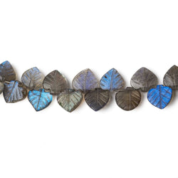 7x7-8x8mm Labradorite hand carved leaf beads 7 inch 41 pieces AAA (ONLINE ORDER ONLY)