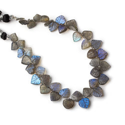7x7-8x8mm Labradorite hand carved leaf beads 7 inch 41 pieces AAA (ONLINE ORDER ONLY)