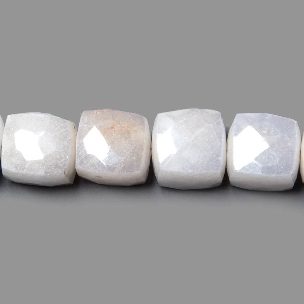 7x7-8x8mm Mystic White Quartz faceted cube beads 8 inch 27 pieces (ONLINE ORDER ONLY)