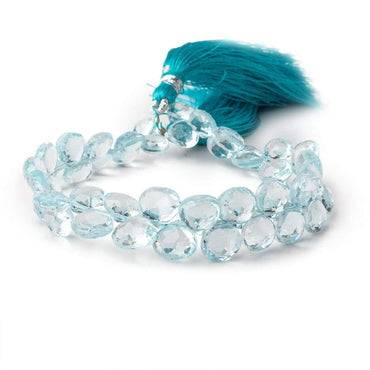 7x7-8x8mm Sky Blue Topaz Faceted Heart Briolettes 7 inch 43 pieces AAA (ONLINE ORDER ONLY)