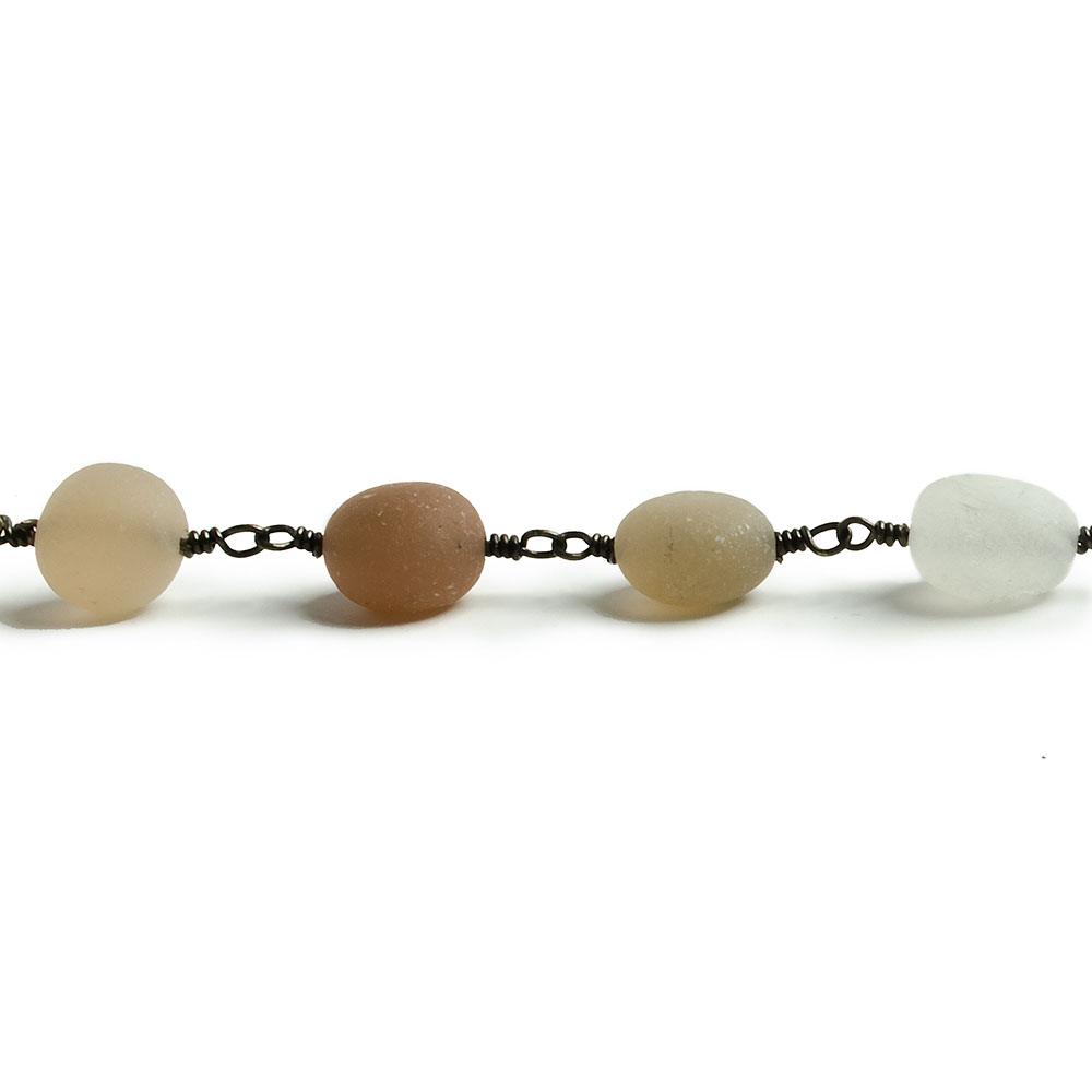 7x7-9x7mm Matte Multi Color Moonstone nugget Black Gold plated Chain by the foot with approximately 21 pcs (ONLINE ORDER ONLY)
