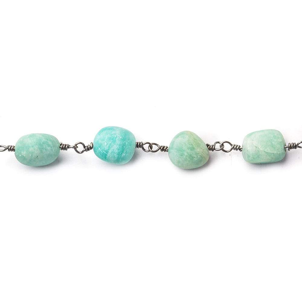 7x7-9x9mm Matte Amazonite plain nugget Black Gold plated Chain by the foot 20 beads per (ONLINE ORDER ONLY)