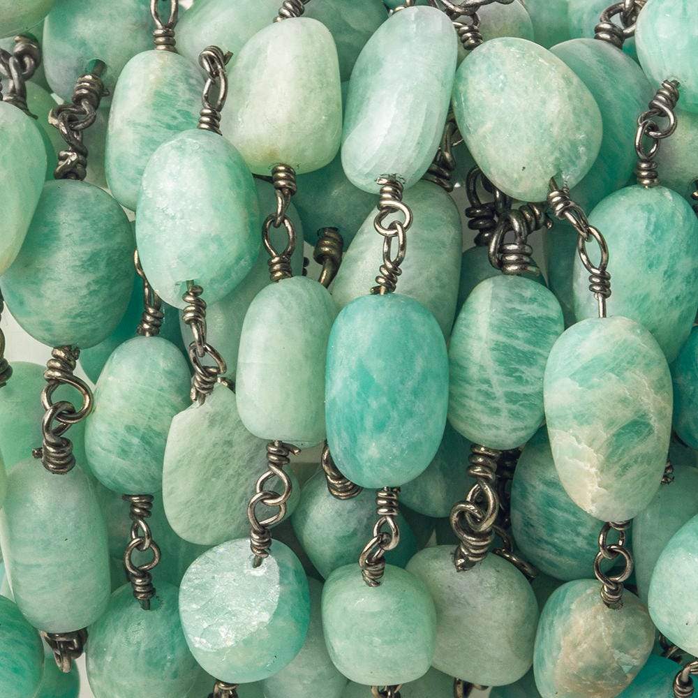 7x7-9x9mm Matte Amazonite plain nugget Black Gold plated Chain by the foot 20 beads per (ONLINE ORDER ONLY)