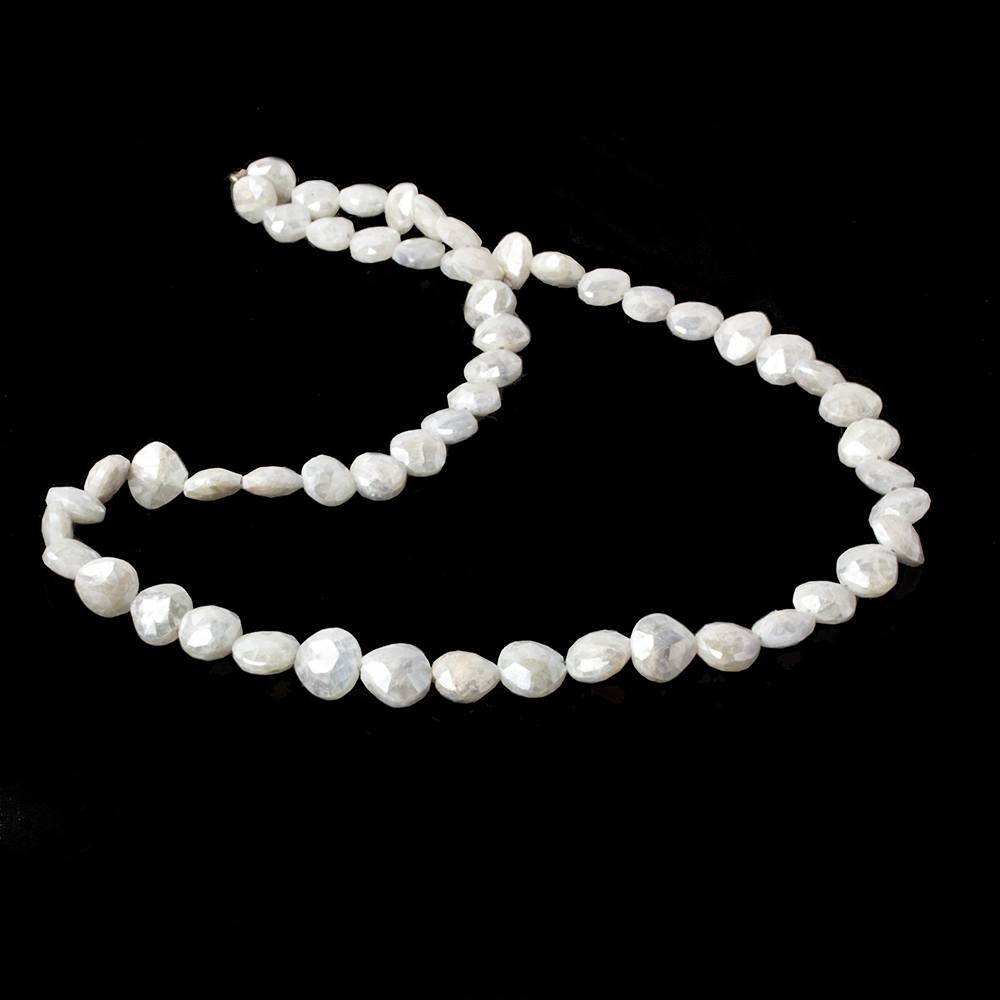 7x7-9x9mm Mystic Pearly White Quartz faceted hearts 16 inch 55 pieces (ONLINE ORDER ONLY)