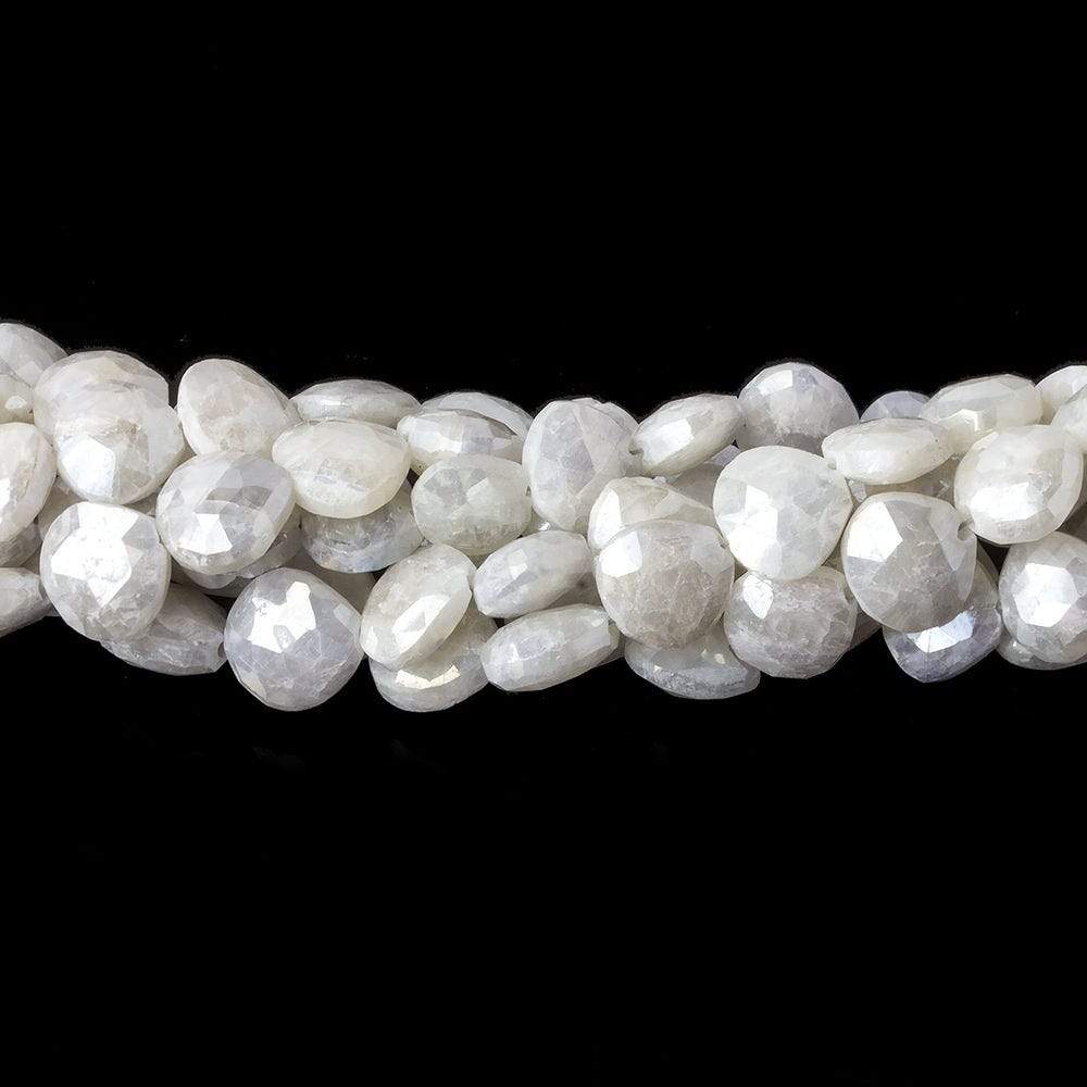 7x7-9x9mm Mystic Pearly White Quartz faceted hearts 16 inch 55 pieces (ONLINE ORDER ONLY)