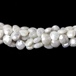 7x7-9x9mm Mystic Pearly White Quartz faceted hearts 16 inch 55 pieces (ONLINE ORDER ONLY)